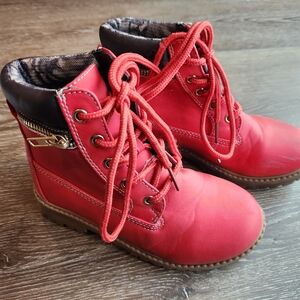 ANNA Lace Up Red Kids Boots Size 11